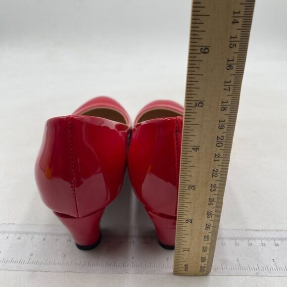 miss left Women Formal Low Heel Closed Rounded Toe Pumps Chunky Block Heeled Red - Picture 5 of 8